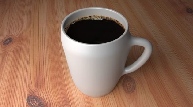 White mug of coffee. 