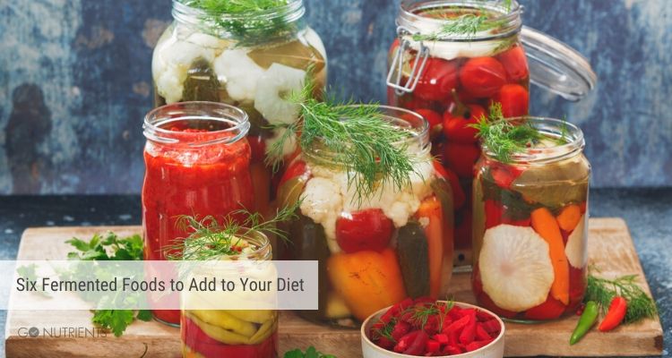 Fermented Food to Add to Your Diet - photo of 6 jars with food.