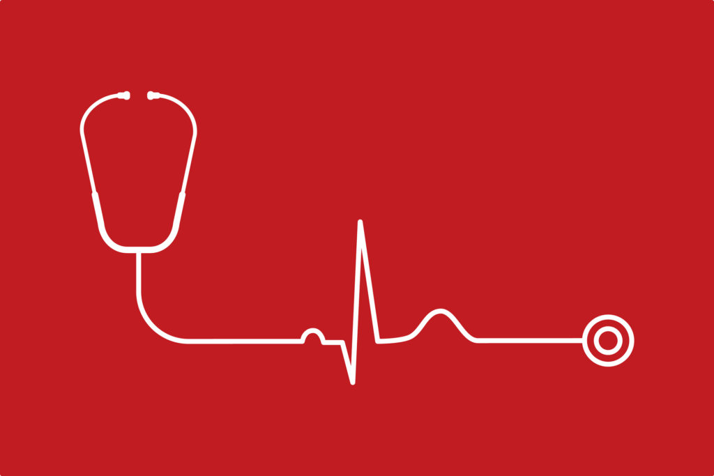 Cardiology medical background. Normal sinus rhythm. ECG or EKG graph. Vector illustration, flat, clip art.