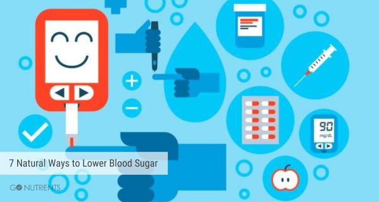 Graphic with diabetes testing supplies - 7 Natural Ways to Lower Blood Sugar