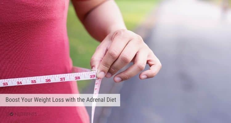 Boost Your Weight Loss with the Adrenal Diet - Image of a woman measuring her waist and showing a loss inches. 