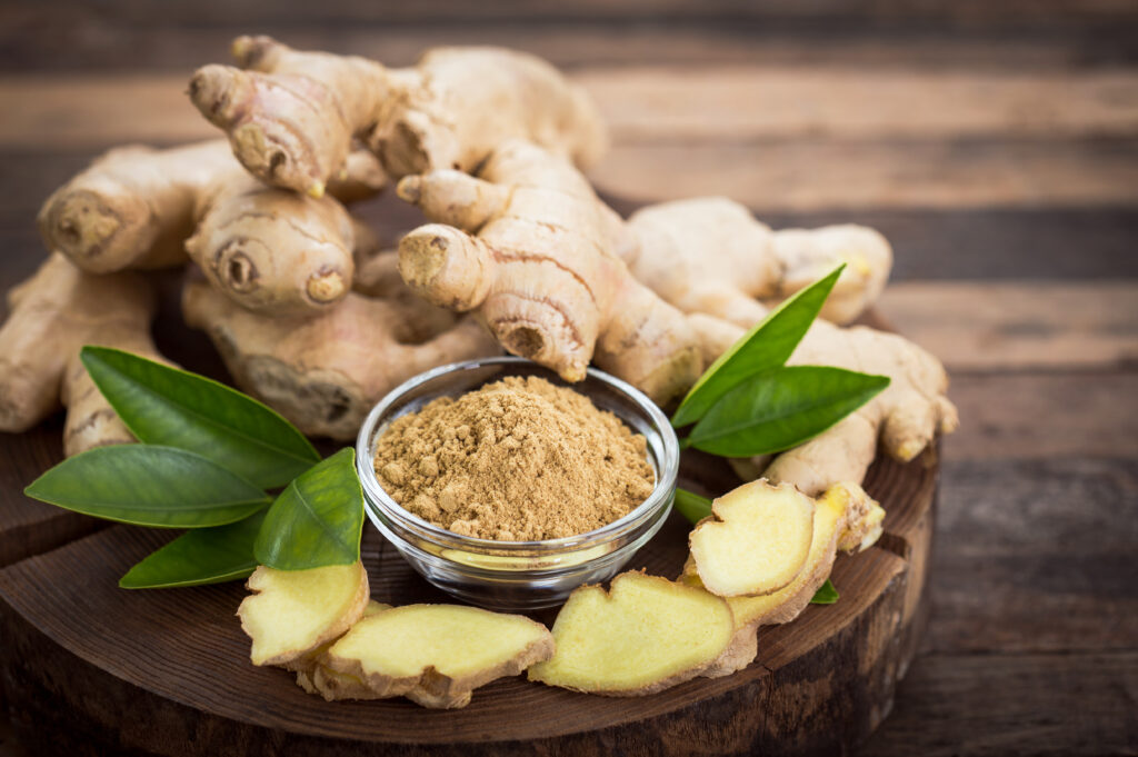 ginger, raw, sliced and powder