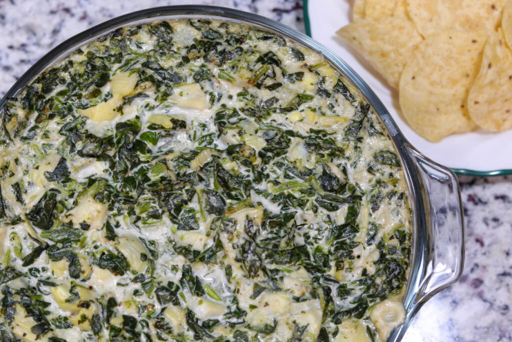Spinach and Artichoke Dip with chips